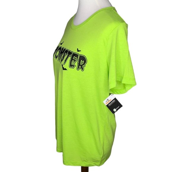 Way To Celebrate Halloween Momster T Shirt XXL or XXXL Green with Black Bats - Picture 3 of 7